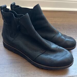 Sorel Harlow Chelsea Grain Leather Boots Comfortable Fit Black Womens Size 8.5